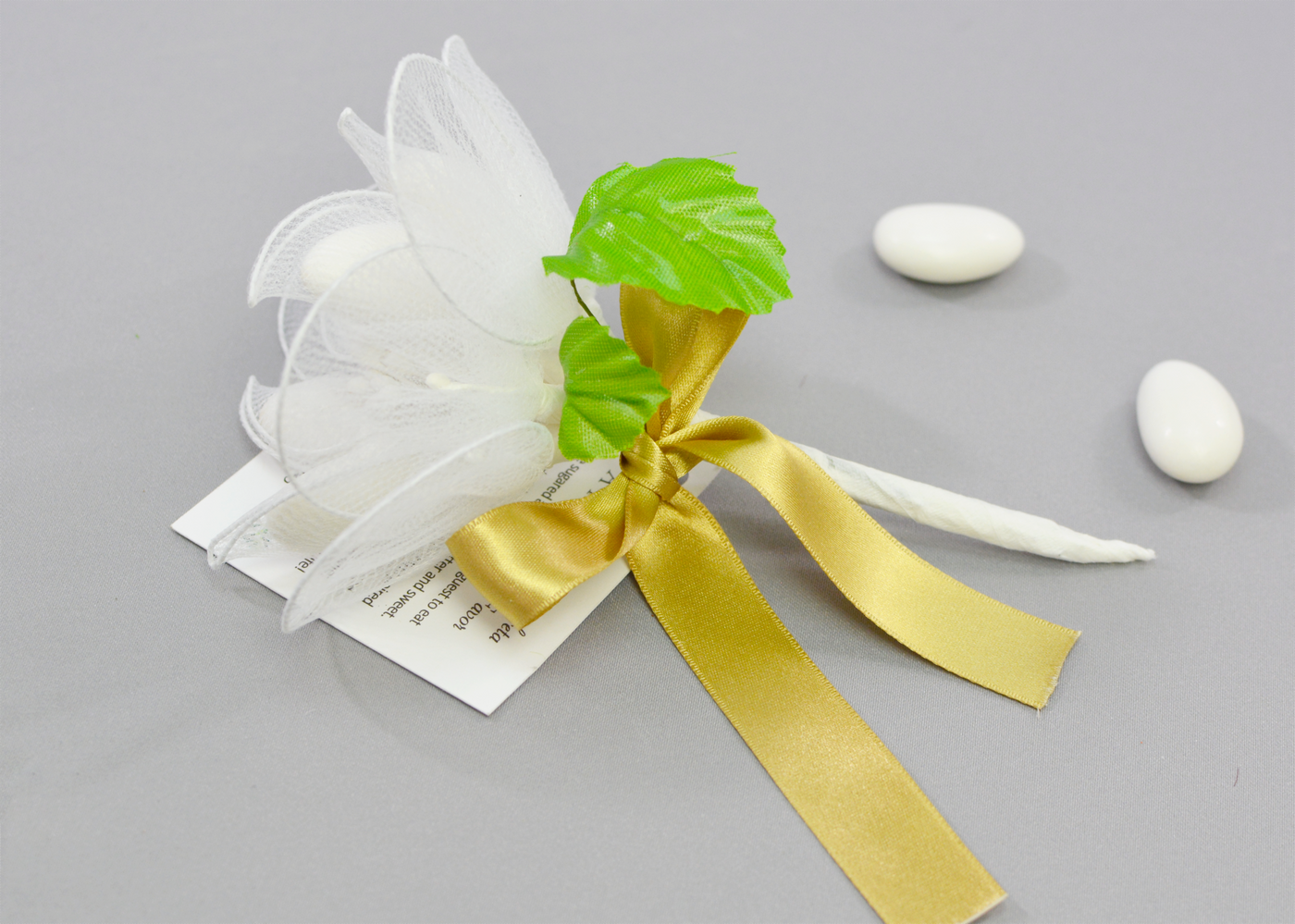 Confetti Lily Wedding Favor | Satin Ribbon Bow