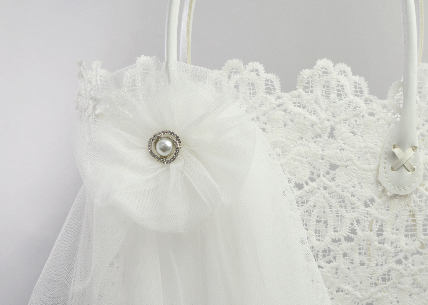 Bridal Bag with Tulle Flower