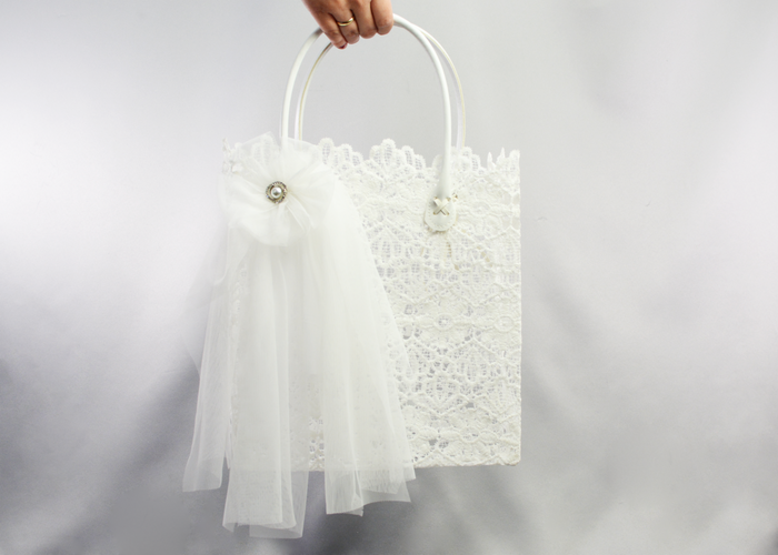 Bridal Bag with Tulle Flower