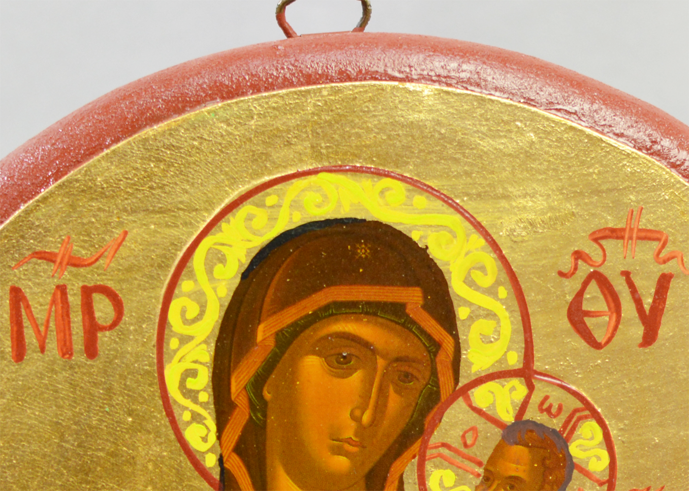 Round Painted Theotokos Icon