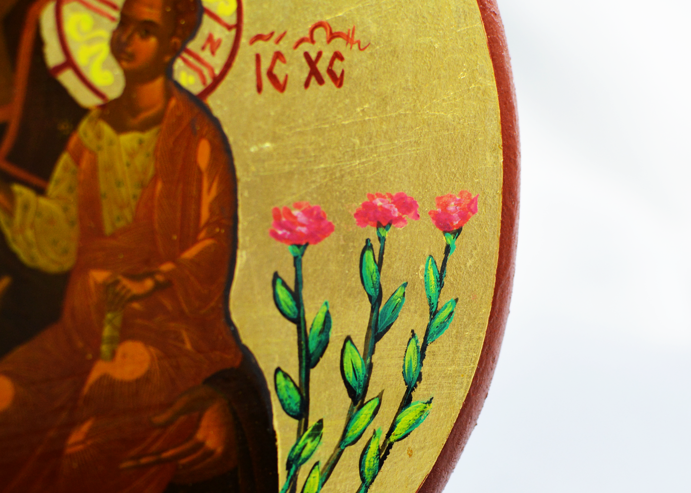 Round Painted Theotokos Icon