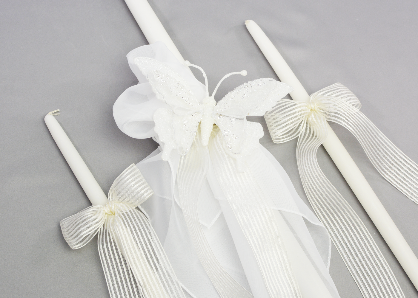 Butterfly Kisses Baptism Candles | White | 17" & 25"