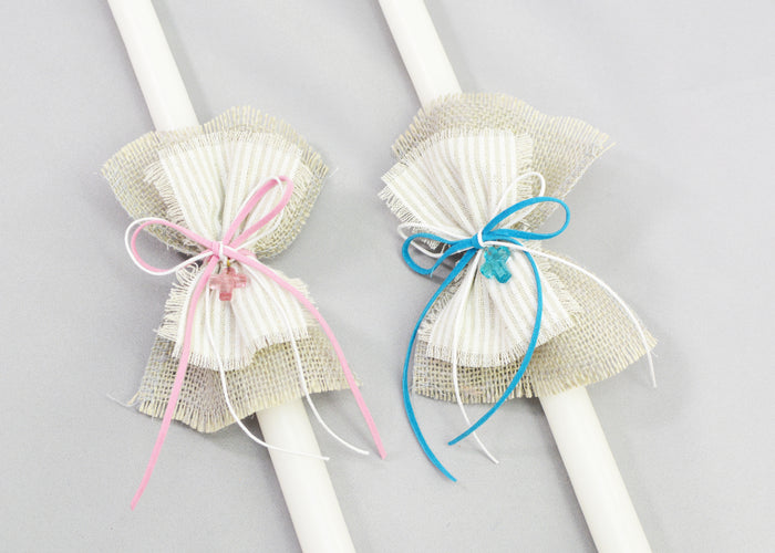 Striped Bow Easter Candles