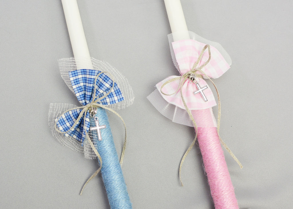 Plaid Bows Easter Candles
