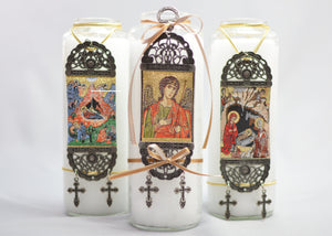 Tapestry Nativity Icon Christmas Candles