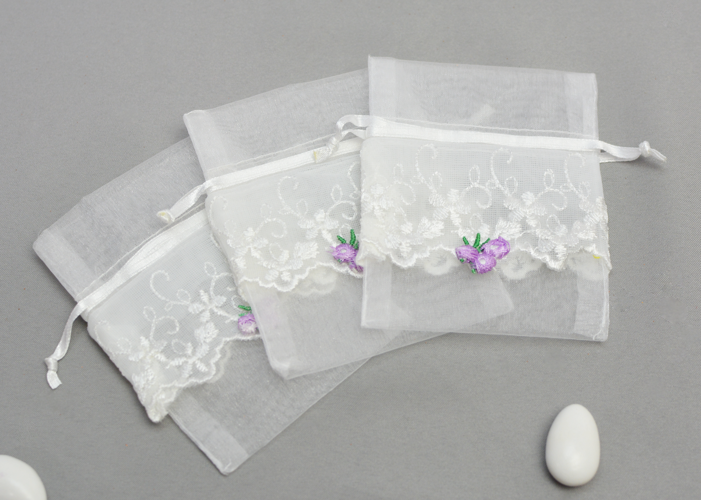 Flowers on Lace Bag | Set of 10